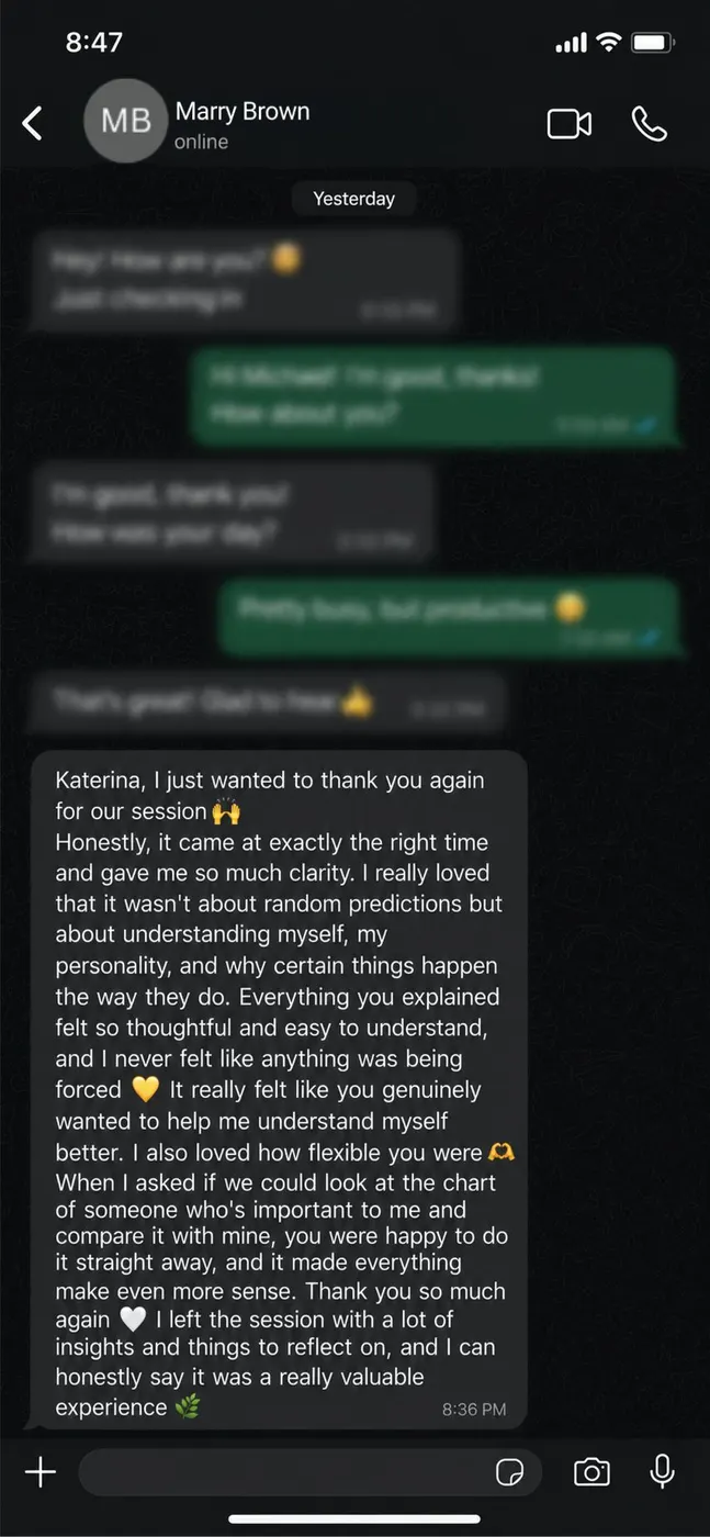 Screenshot of a conversation with review 5