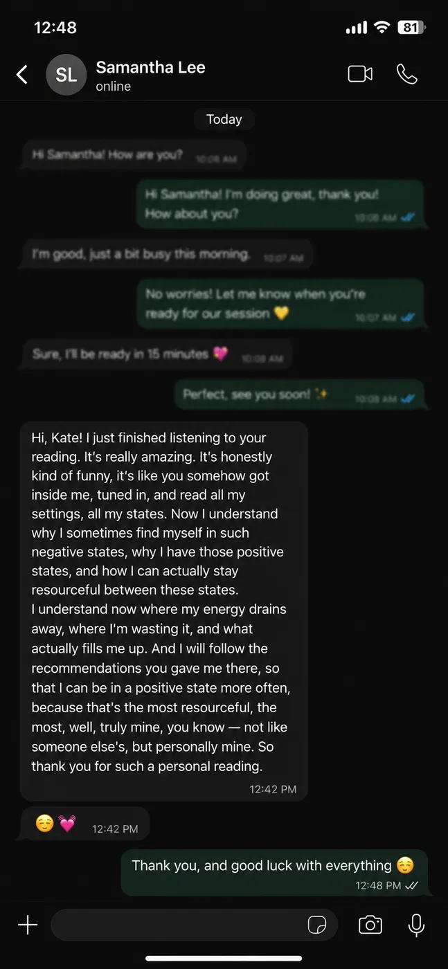 Screenshot of a conversation with review 6